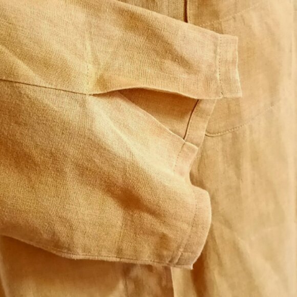 NEW Willi Smith Linen Button-up Shirt 3/4 Sleeve Tunic Slits Mustard M Lagenlook - Picture 17 of 17